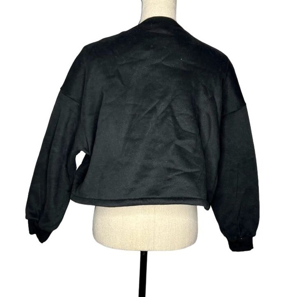 Cali Be Black Crewneck Long Sleeve Drawcord Sweatshirt Women's Size Medium M - Picture 3 of 7